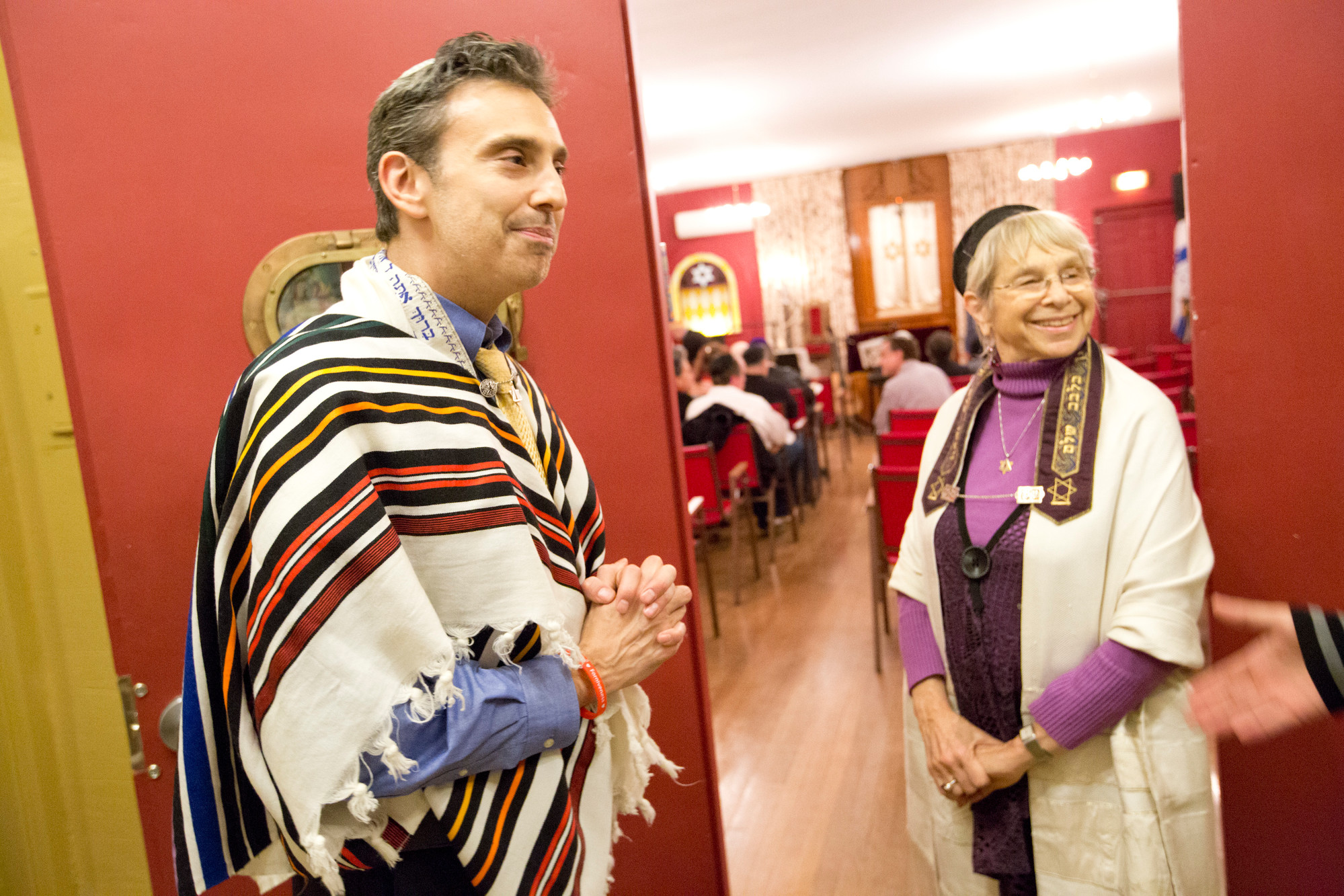 Rabbis David Markus and Shohama Wiener at Temple Beth-El of City Island on Jan. 15.