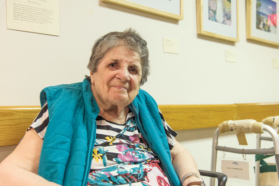 Ethel Brown, 89, a resident and art student at the Hebrew Home for the Aged at Riverdale
