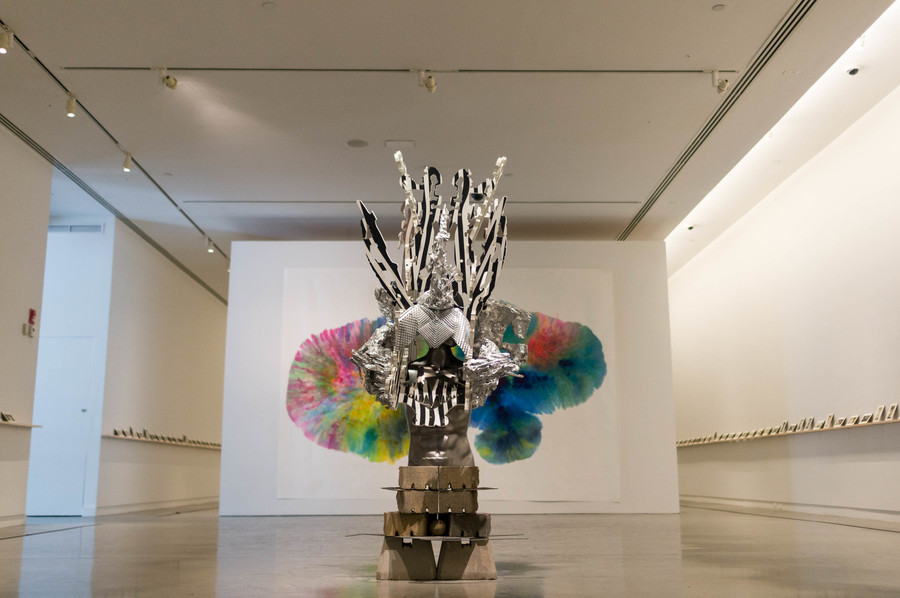 Irvin Morazan's "Border Crossing Headdress" is an artistic interpretation of a border crossing agent, commonly known as a coyote.