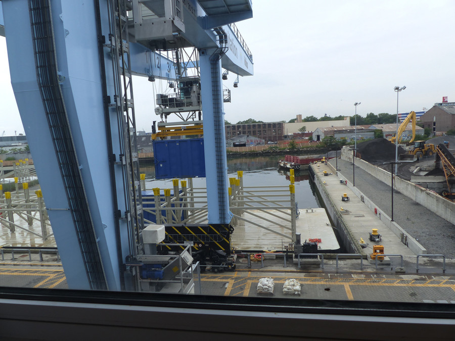 Containers are loaded into a barge, each with up to 20 tons of waste. The barge makes a trip to New Jersey before finding its final stop in Virginia.