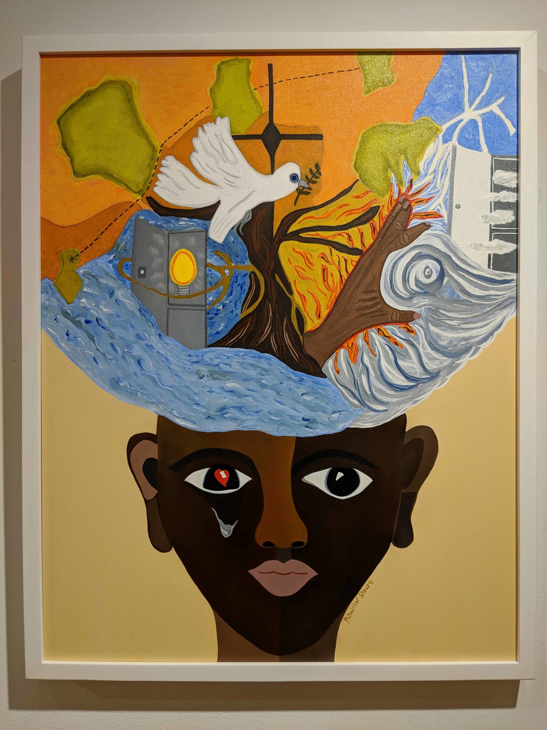 Artist Patricia Stuart lets family and religion inspire her work. Her piece ‘Creative Mind’ is one of many works exhibited at the Yonkers Public Library’s Riverfront Art Gallery through Feb. 21.
