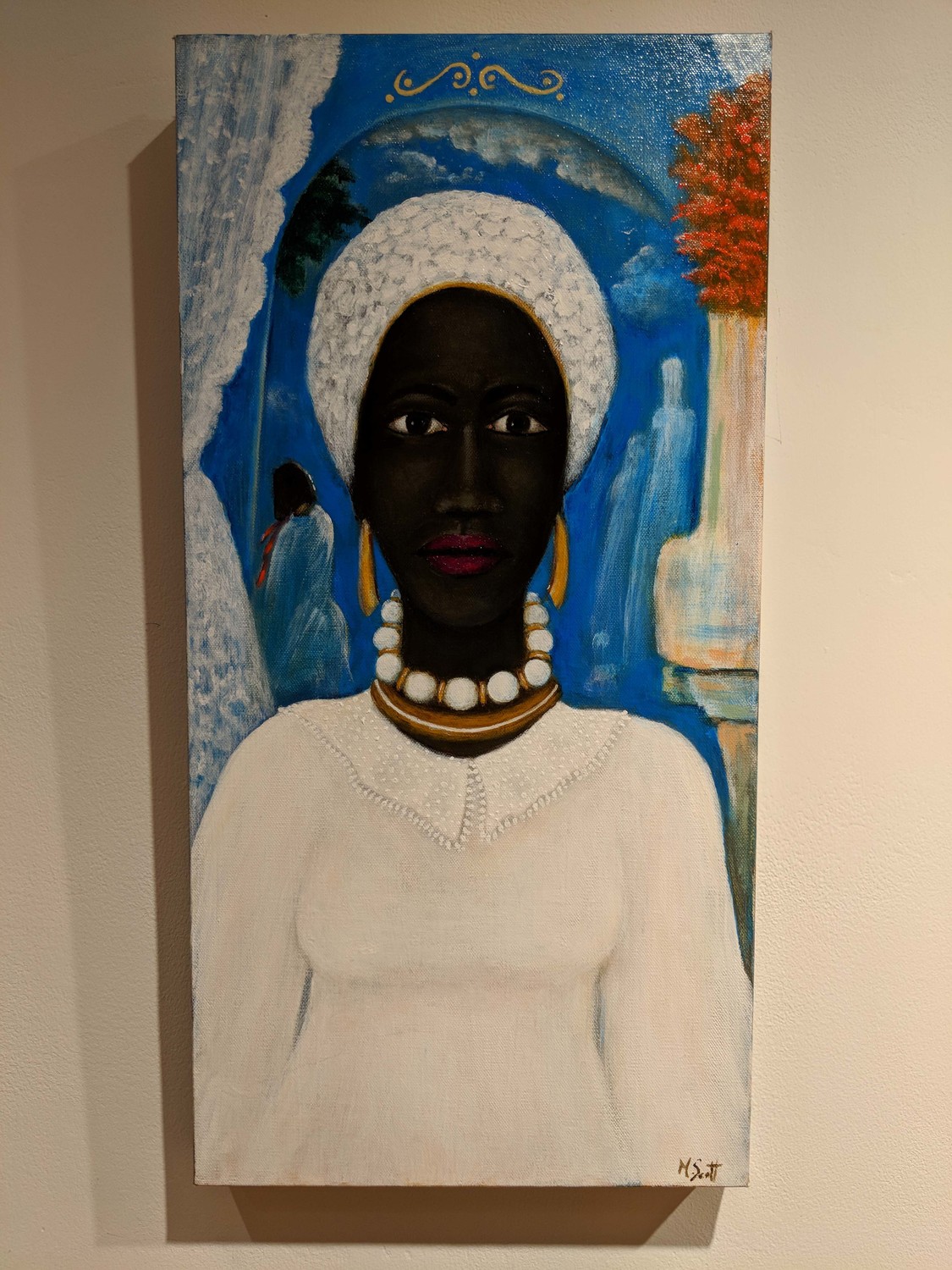 Artist Madge Scott looks back on life from the 1960s to the 1980s in ‘Life,’ a piece on display at the Riverfront Art Gallery in Yonkers. Scott is one of five artists participating in the gallery’s Black History Month exhibit, ‘The Way Back.’