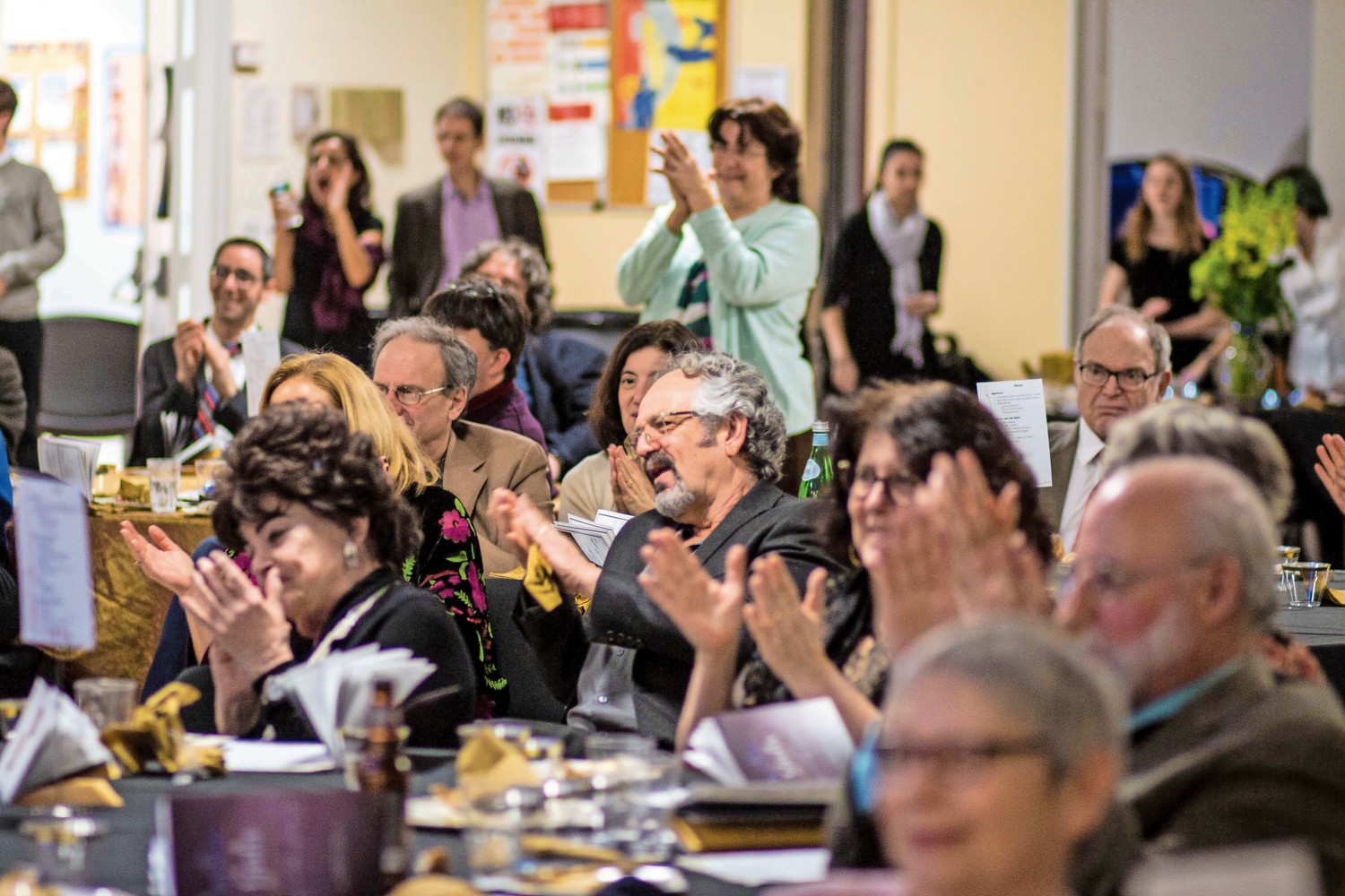 Rabbi Linda Shriner-Cahn receives an ovation from the assembled audience. Shriner-Cahn, who has served as the Congregation Tehillah's rabbi for nearly the past decade, was honored during the congregation's annual gala at The Riverdale Y.