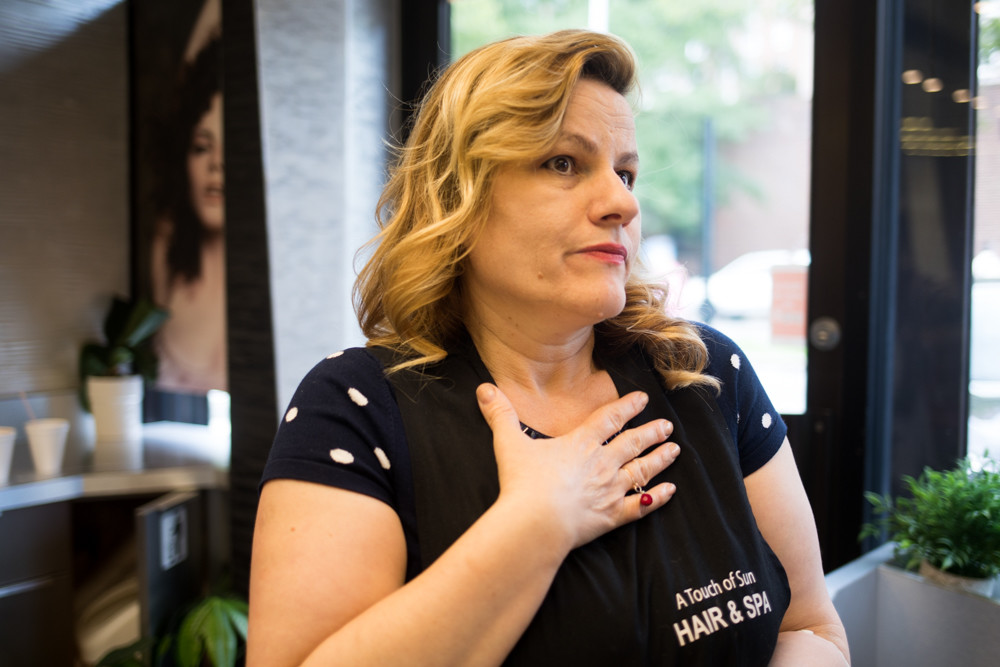 Yetta Lazri, owner of A Touch of Sun Hair and Spa in Spuyten Duyvil, talks about challenges she’s faced running her business — like rent tripling from when she opened more than a decade ago. The recent closure of the Kappock Cafe and Wine Bar next door could, Lazri fears, negatively affect business for her and other storeowners along a quiet stretch of Knolls Crescent.