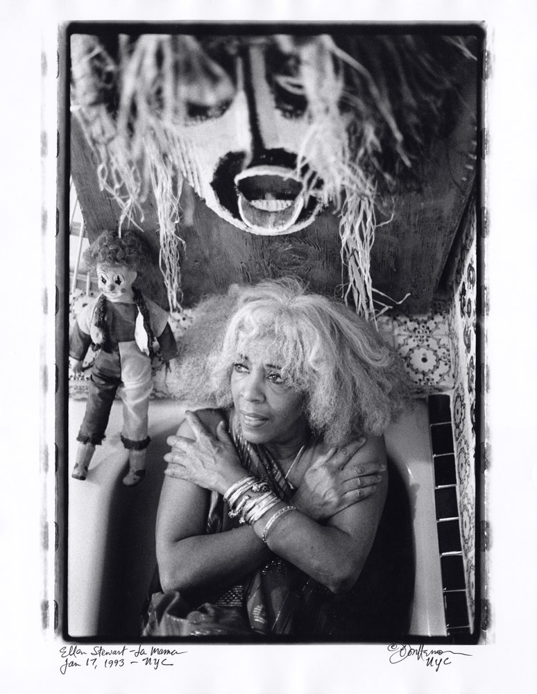 Ellen Stewart, founder of the La Mama Experimental Theatre Club, chose to remain clothed when Don Herron photographed her in her tub on Jan. 17, 1993. An exhibition of Herron’s series ‘Tub Shots’ is on display at Daniel Cooney Fine Art through Nov. 3.