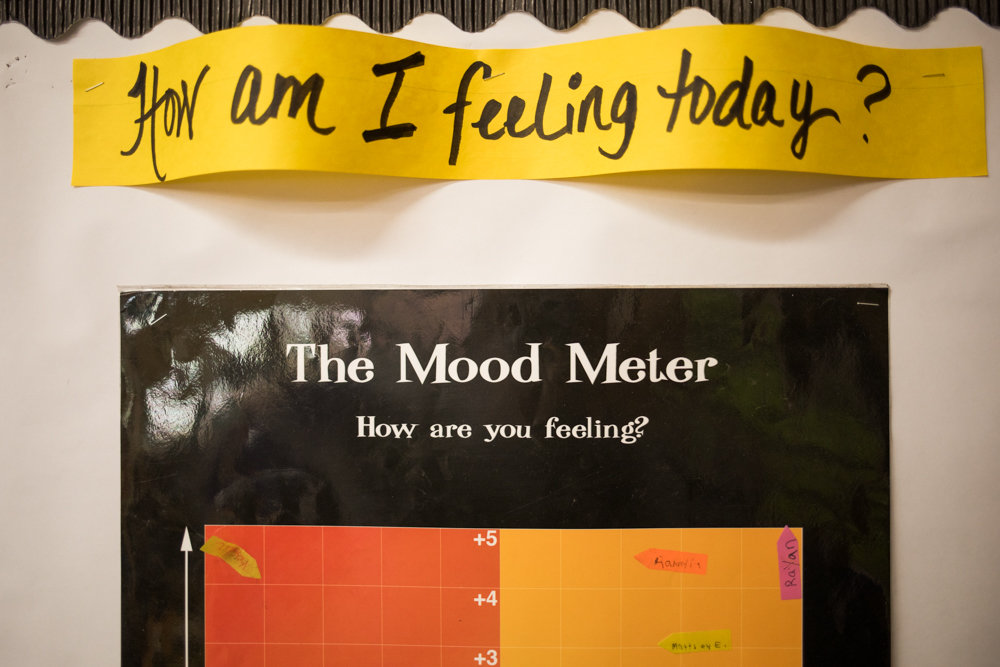 P.S. 95 Sheila Mencher has incorporated mood meters into its classrooms to help students work on their social and emotional development. Throughout the day, students place their names on certain parts of the mood meter to indicate how they’re feeling.