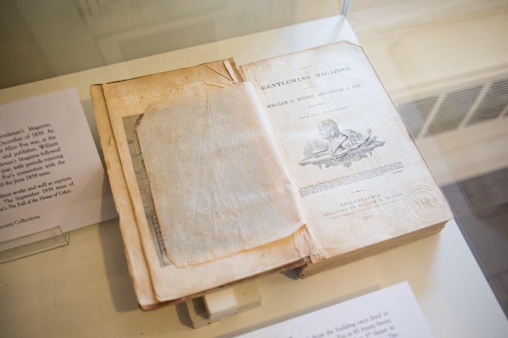 Among his literary exploits, Edgar Allan Poe was an editor for and contributor to Burton's Gentlemen's Magazine from 1839 to 1840. 'His Muse: The Women of Edgar Allan Poe's Life' is on display at The Bronx County Historical Society through April 7.