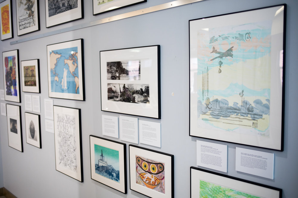The artworks on display in 'Experiencing Veterans and Artists Collaboration' cover a range of stories and experiences. Artists created pieces inspired by the stories of veterans. It is on display through June 21.