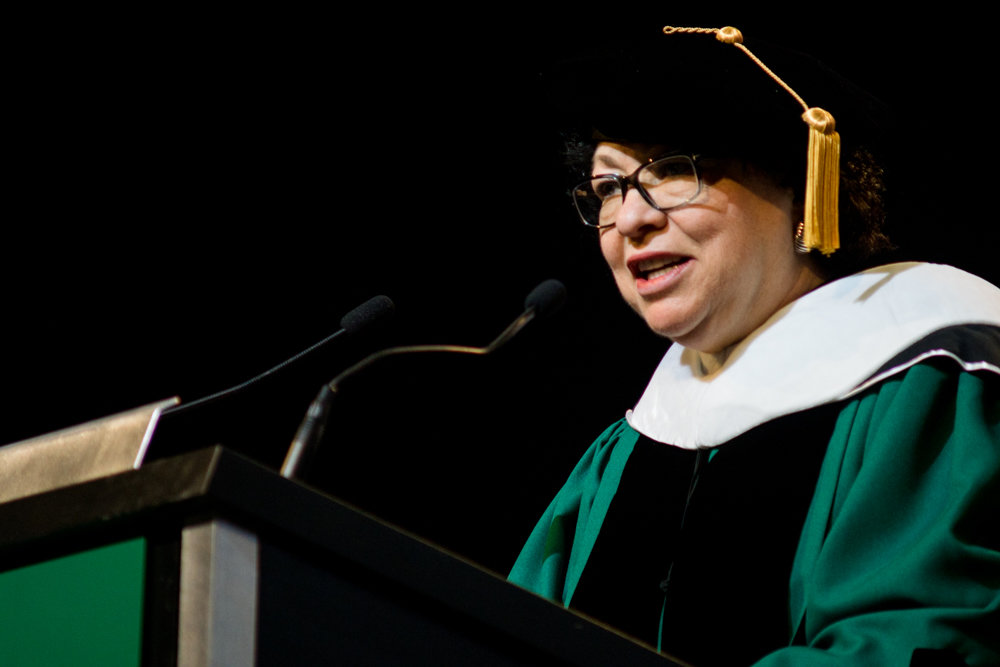 U.S. Supreme Court Justice Sonia Sotomayor talks about the value of education and hard work in her keynote address during the commencement ceremony for Manhattan College’s Class of 2019.