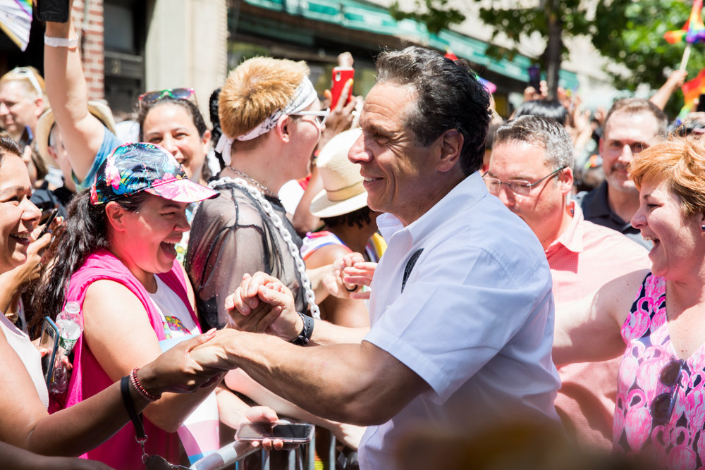 Gov. Andrew Cuomo, who likely misses greeting crowds like he did for New York City pride celebrations last summer, called out U.S. Senate majority leader Mitch McConnell for suggesting states should solve budget deficits by filing for bankruptcy.