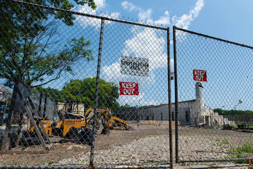 Signs warn passersby to keep out of a construction site in Van Cortlandt Park. Parks Without Borders is funding $5 million in improvements, which will go toward a spray ground, new park entrances, a refurbished barbecue area, and restored wetlands.