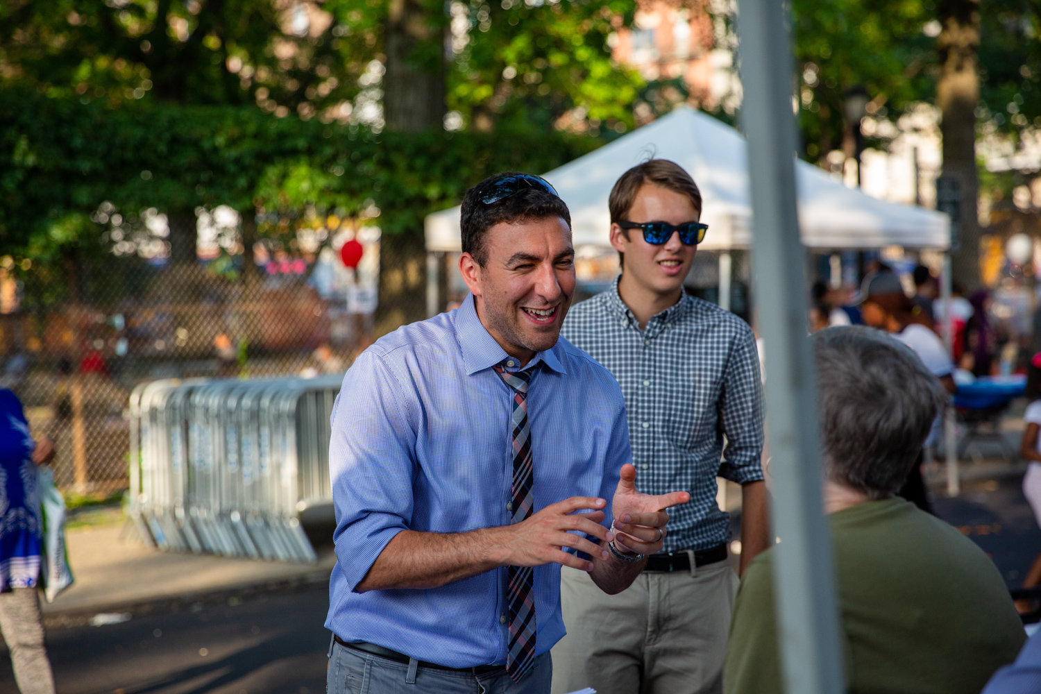 Eric Dinowitz attends National Night Out in August. In his campaign for city council, Dinowitz has raised more than $70,000. Some or all of it may be eligible for an 8-to-1 public funds match, meaning that $70,000 could easily become six digits.
