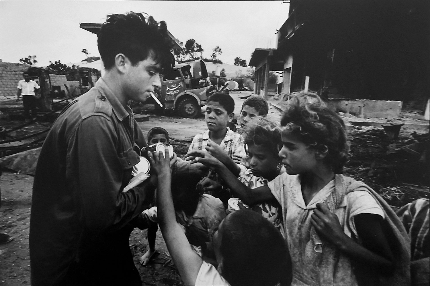 Leonard Freed’s 1968 photograph in a Gaza refugee camp is included in the exhibition ‘Leonard Freed: Israel Magazine 1967-1968,’ on display at the Hebrew Home at Riverdale’s Derfner Judaica Museum through Jan. 5.