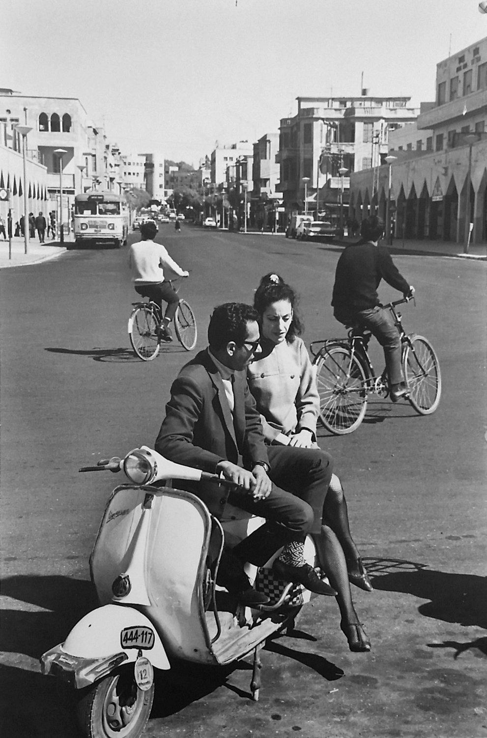 Leonard Freed photographed a couple on a scooter in Tel Aviv in 1968.