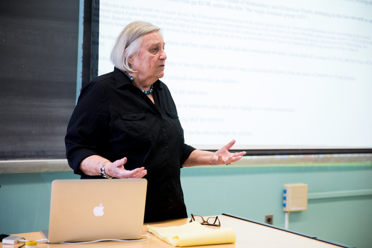 Diane Auslander talks about the Crusades during her medieval civilization course at Lehman College. An adjunct professor, Auslander is voting yes on the proposed CUNY collective bargaining contract because it will give her a much-needed pay raise.