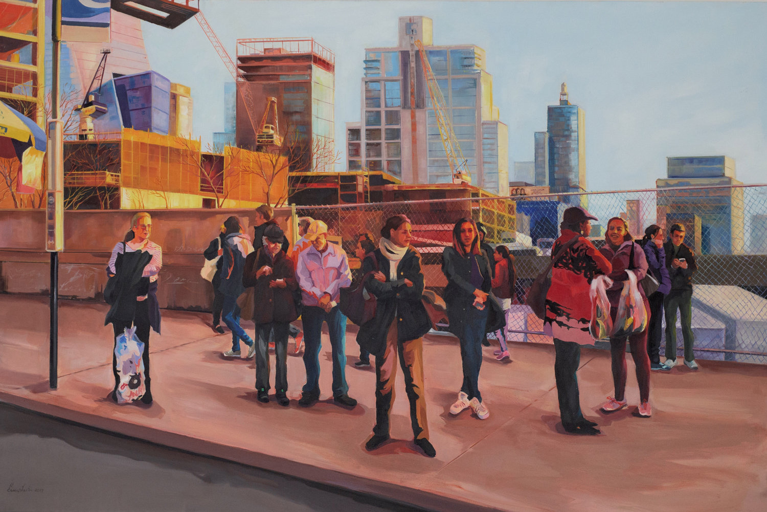 Julia Eisen-Lester’s painting ‘Waiting’ is included in the exhibition ‘Urban Tides,’ on display through Dec. 14 at Chelsea’s Noho M55 Gallery.
