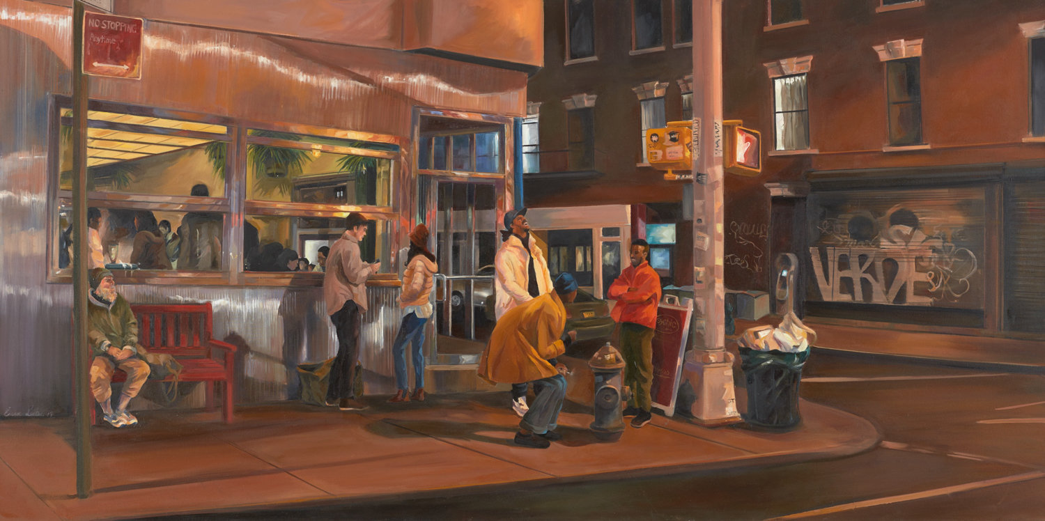 ‘Warm February Night’ is one of Julia Eisen-Lester’s many cityscapes. A new exhibition of the Yonkers-based artist’s work ‘Urban Tides’ is on display at Noho M55 Gallery through Dec. 14.