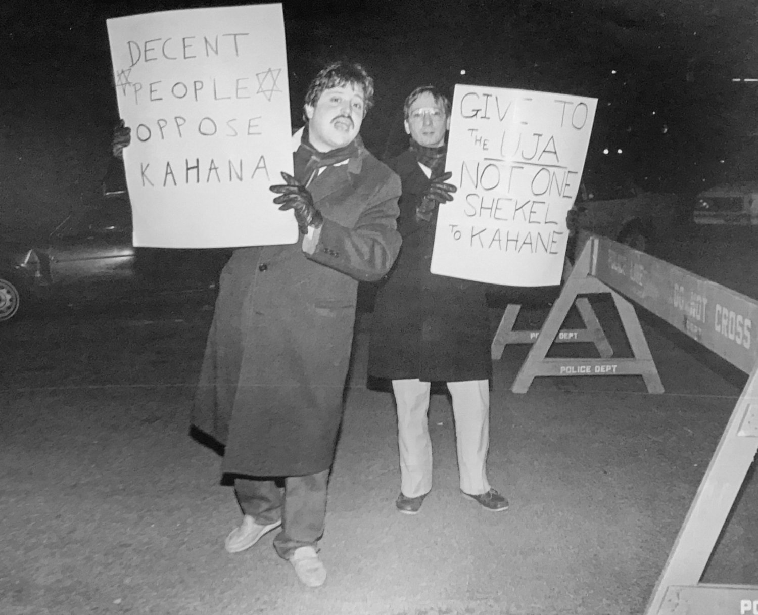 A 1988 debate between Rabbis Meir Kahane and Irving Greenberg at the Hebrew Institute of Riverdale drew protesters opposed to Kahane, who’d made an appearance four years earlier in a debate against then-Harvard Law School professor Alan Dershowitz.