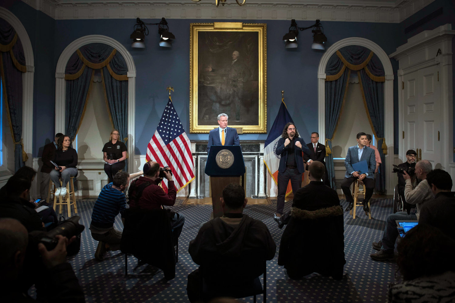 Mayor Bill de Blasio talks about measures the city is taking — including closing public schools until at least April 20 — at a March 15 news conference.