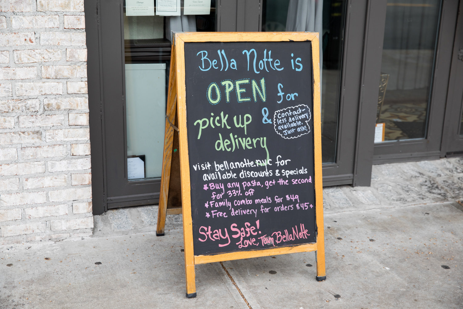 A sign posted outside Bella Notte on Johnson Avenue informs passersby it’s open for food pick-up and delivery only. The move was a result of the pandemic. Yet, not all businesses could survive on pickup and delivery alone.