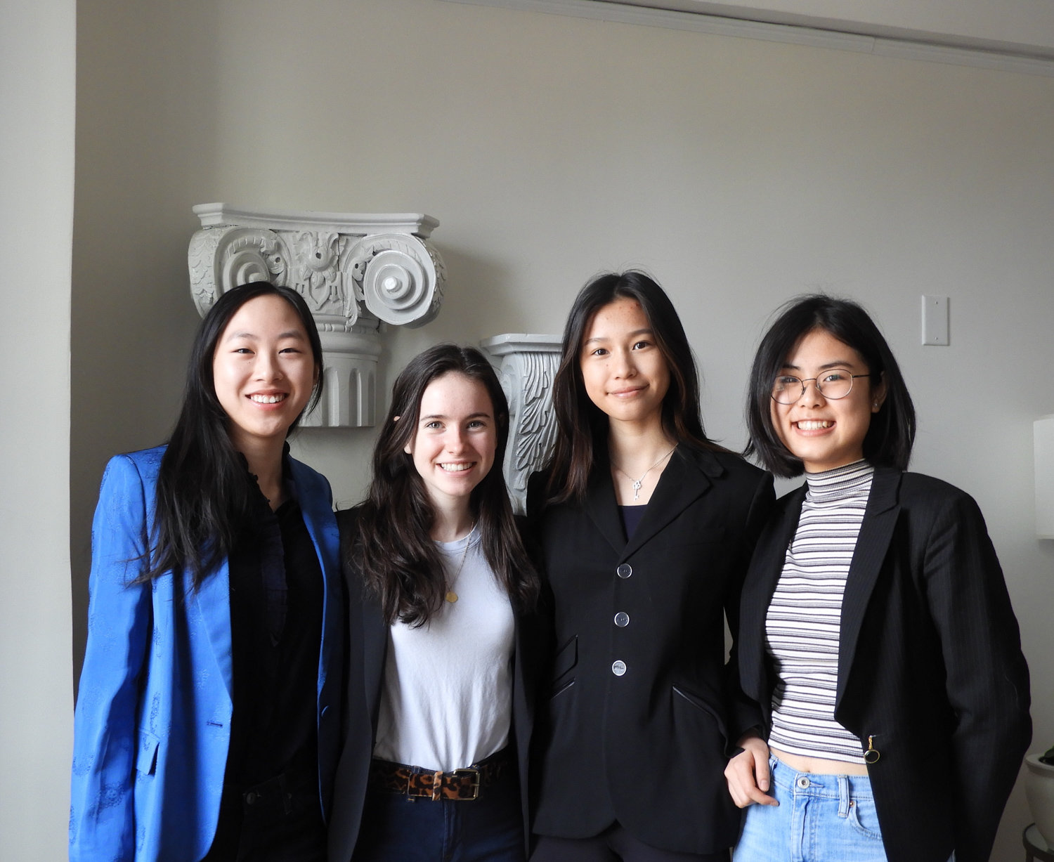 Ethical Culture Fieldston School students Rosemary Jiang, left, Olivia Pollack, Vivian Lee and Natalie Chen want to teach women about financial literacy. They’re the founding members of the school’s Females in Finance Club.
