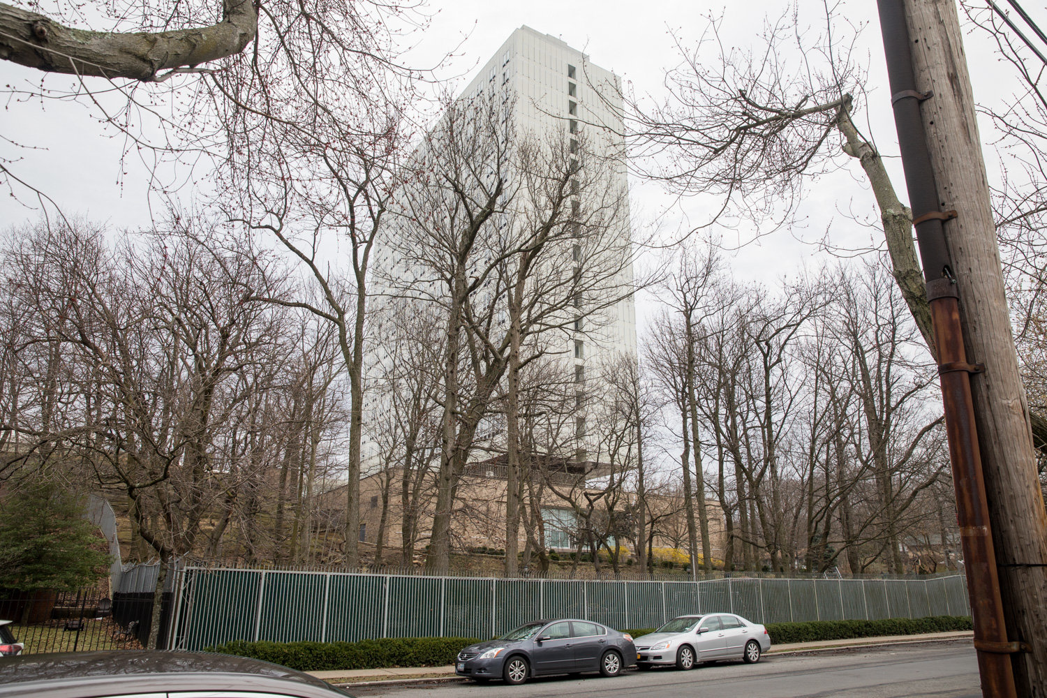 The Russian Mission looms large over Mosholu Avenue. It was built by the Soviet Union from the top down in 1974.
