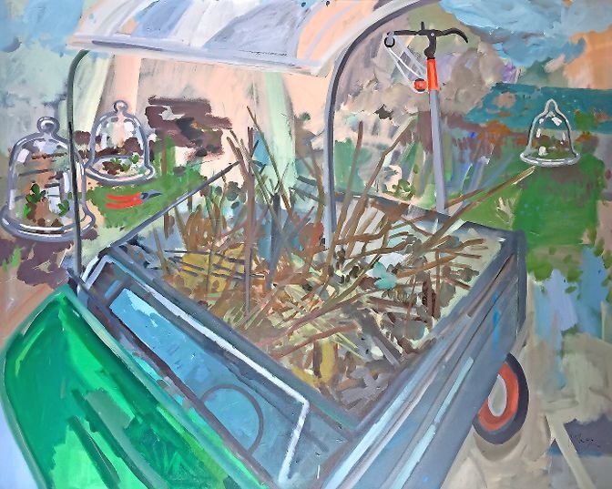 ‘Pruning Season with Glass Cloches, Pale Pruner, and Leaf Tarp,’ was one of two pieces by artist and gardener Rebecca Allan that helped her win a BRIO, or Bronx Recognizes Its Own, award.