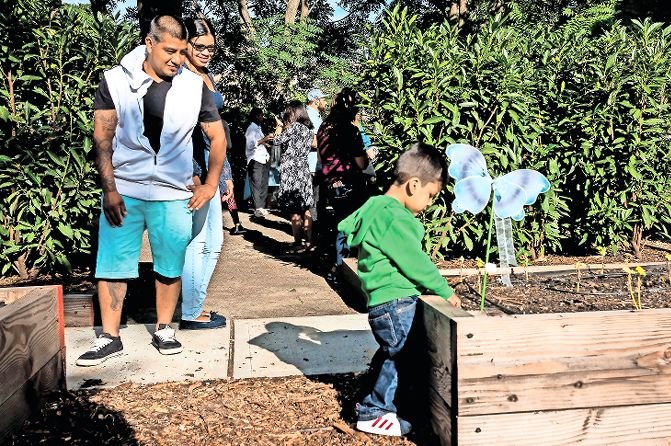 Children and their families enjoy Kingsbridge Heights Community Center’s garden in 2017. Three years later, after fighting through a pandemic, the nonprofit community center is struggling with its next steps as cash from both city and state sources stagnate. The center is facing an uncertain future after its Payroll Protection Program loan runs out next month.