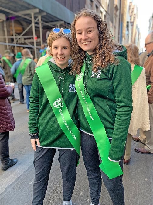 Shannon Gleba is moving back into Manhattan College where she will have both in-person and online classes. As athletes on the school’s rowing team, Gleba, left, and Ella O’Brien have trained on their own since the campus shut down last spring.
