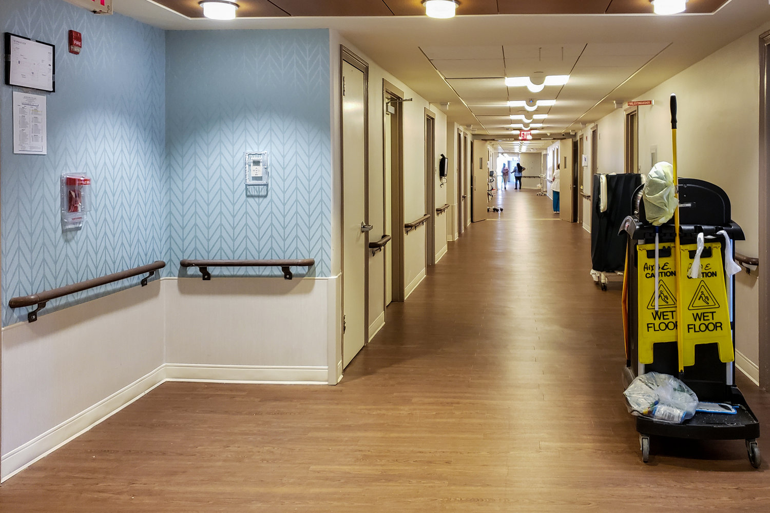 A near empty hallway stretches down the Methodist Home for Nursing and Rehabilitation on a floor that houses around 40 residents who receive short-term care. The facility — located on Manhattan College Parkway — is in the midst of an $8.3 million renovation project even as it recovers from the coronavirus pandemic.