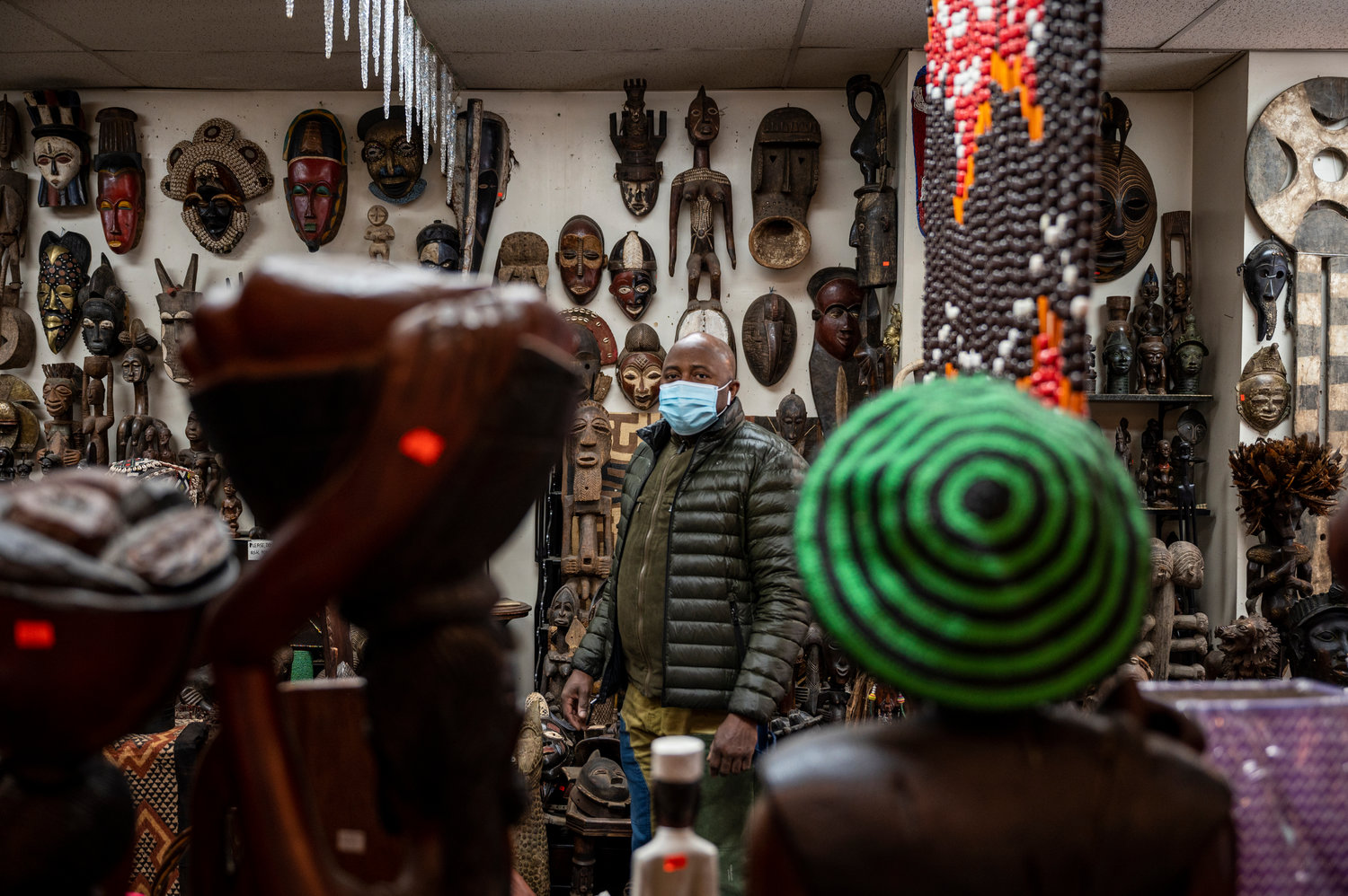 Cheick Conde has owned African Masidi and Co., a pan-African art store in Kingsbridge, for more than 25 years. Things haven’t been easy during the coronavirus pandemic, however. The store closed for five months, and now foot traffic is down significantly from more normal times.