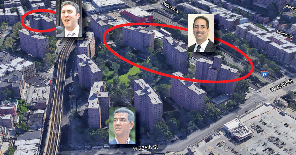 Finding exactly who represents you in the city council is not an easy task for NYCHA’s Marble Hill Houses, spread out on 16 acres inside both Manhattan and the Bronx. All seven buildings on the Manhattan side are represented by Ydanis Rodriguez. But after that, it gets tricky. Fernando Cabrera serves three buildings along Exterior Street, while Eric Dinowitz is the councilman for just one of the buildings, located across Broadway at West 230th Street. Representation in Albany is a bit less confusing with Assemblywoman Carmen De La Rosa and state Sen. Robert Jackson representing all seven Manhattan buildings, while Assemblyman Jeffrey Dinowitz and state Sen. Gustavo Rivera include all four Bronx buildings in their districts.
