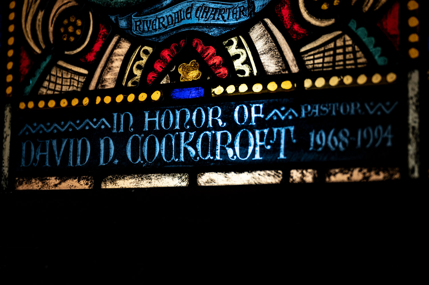 There are many stories told in stained-glass windows found in churches. But this particular one at Riverdale Presbyterian Church shares the event-filled ministry of the Rev. David Cockcroft, who served the spiritual needs of the congregation between 1968 and 1994. Cockcroft died June 3 at 89.