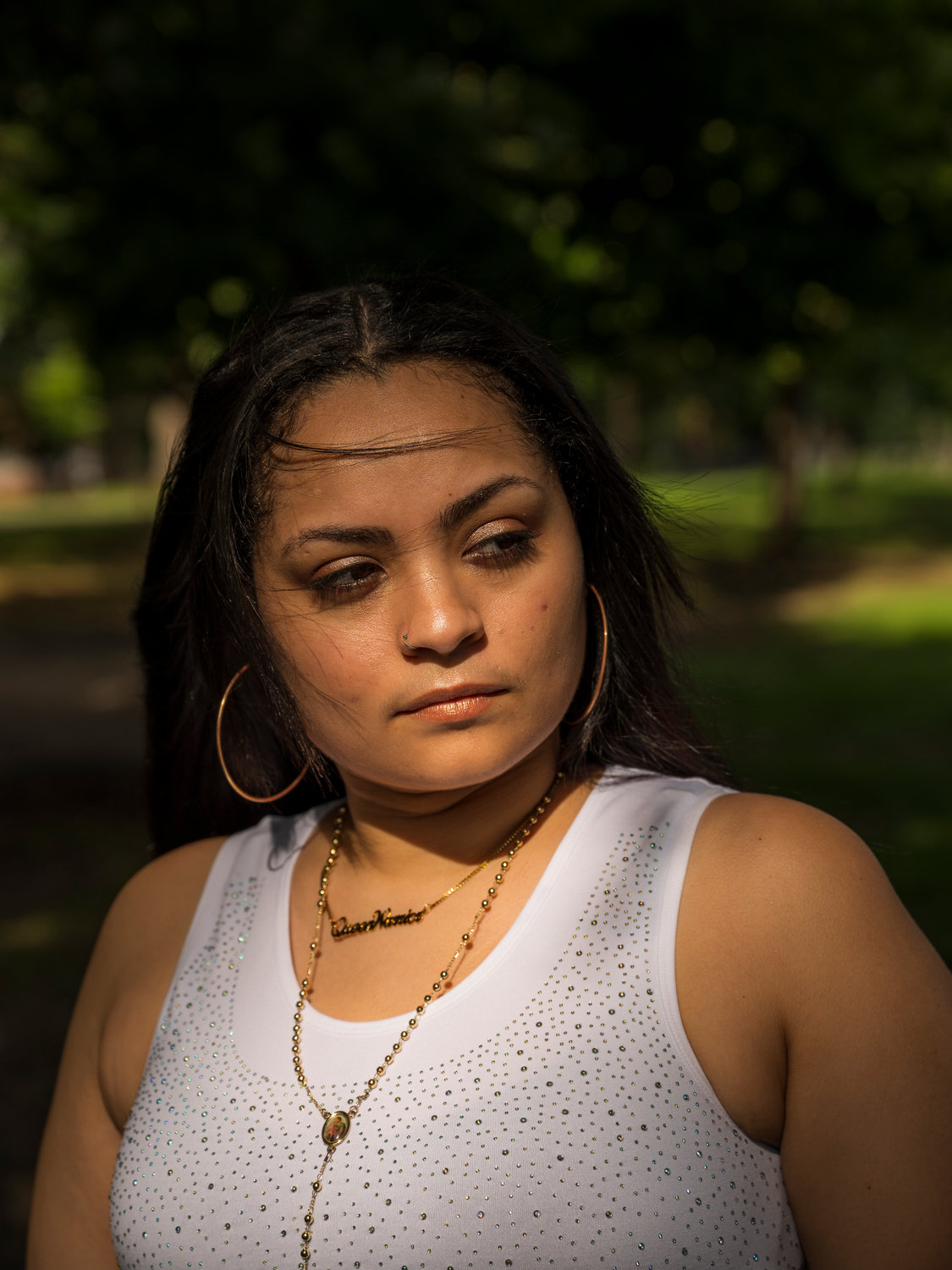 Jennifer Medina sits in a South Bronx park, contemplating the possibilities of staying with friends and family nearby if the state’s eviction moratorium — set up to protect residents financially harmed by the coronavirus pandemic — expires.