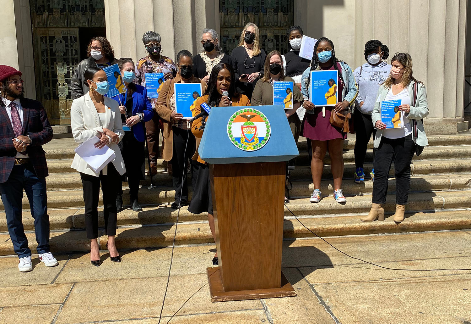 Bronx Borough President Vanessa Gibson, shown here during a press conference on legislation to combat maternal mortality and morbidity, was officially sworn in on March 27 at Lehman College.