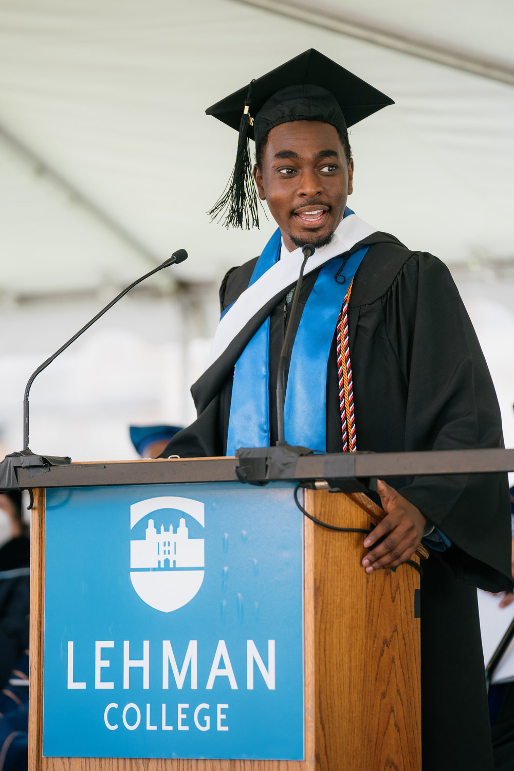 First-generation student Hussain Abdul says he was 'made in the Bronx.' Abdul received a baccalaureate degree in political science and was selected to be the student speaker to represent his graduating class.