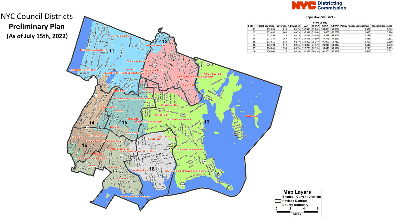 A first draft of the map of the borough’s new City Council districts shows that the commission wants to add more of Kingsbridge Heights to District 11 while cutting out Wakefield to the east.