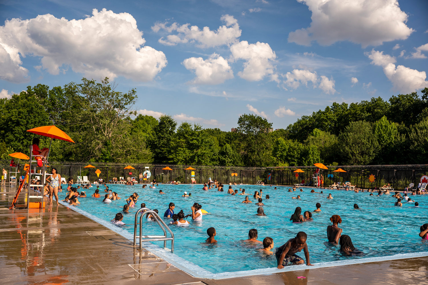 Van Cortlandt Park outdoor community pool is open for swimming. However, their programs are not. All swim programs, including lap, senior, and learn to swim, have been canceled for the summer because of the national lifeguard shortage. The parks department also altered pool hours.