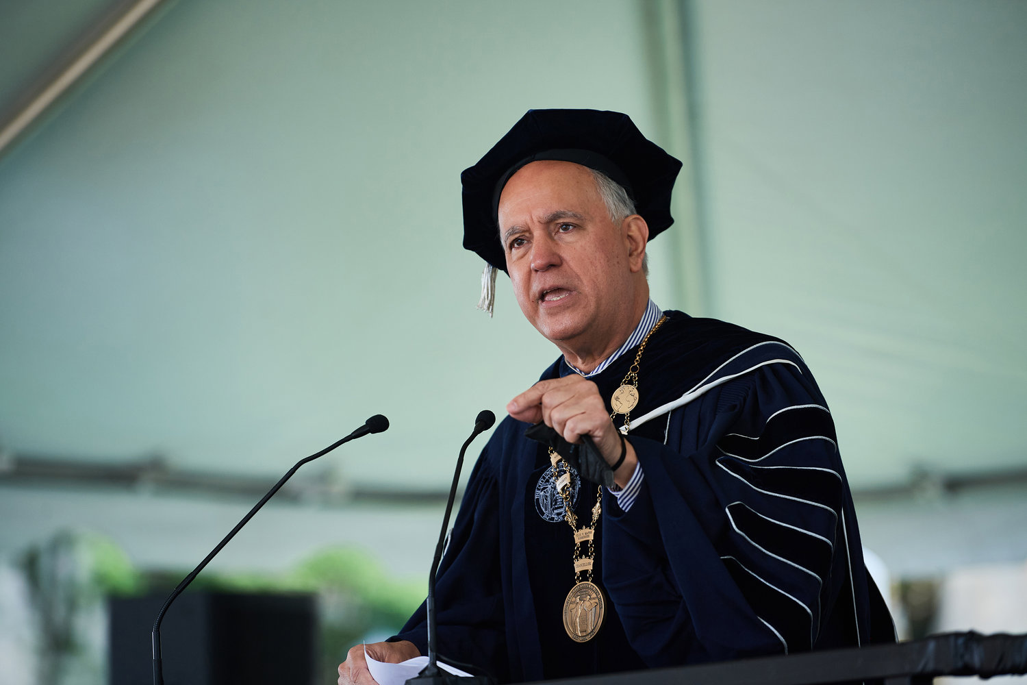 CUNY chancellor Felix V. Matos Rodriguez speaks at a Lehman College commencement. Lehman’s part-time students will be able to apply for TAP for the first time.
