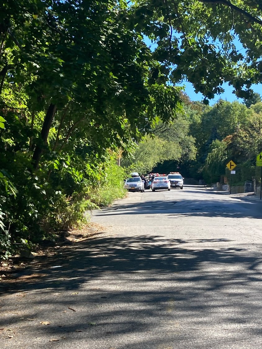 Multiple police vehicles from the 50th Precinct responded to a carjacking at West 254th Street and Sycamore Avenue near SAR Academy Tuesday morning. Police are looking for two people who fled in a stolen 2021 Toyota RAV4 with a victim in the back seat. The victim was located Tuesday afternoon in New Hyde Park on Long Island, police said.