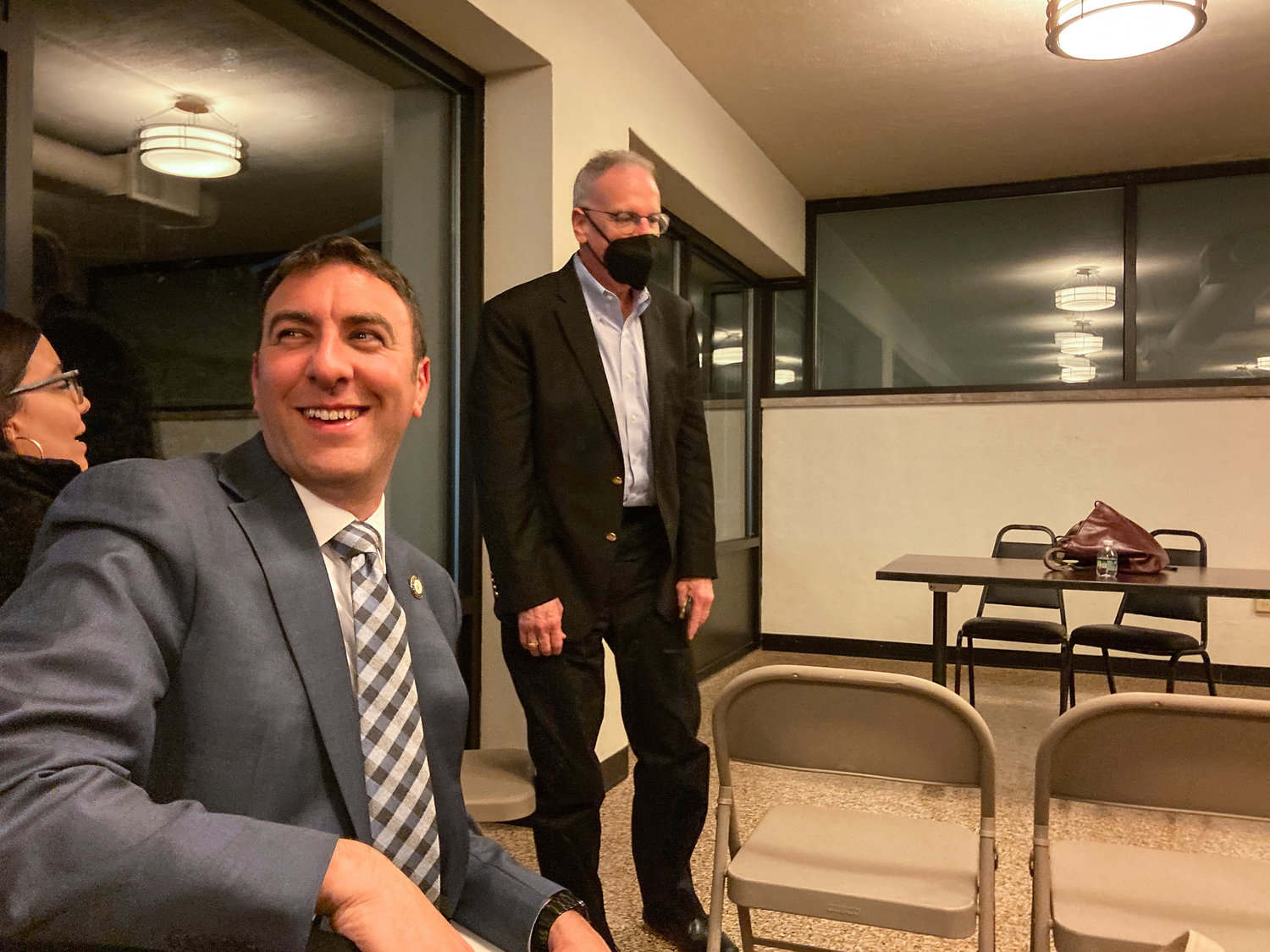 Seconds after Eric Dinowitz was endorsed by the Ben Franklin club members by a unanimous vote last week. He was all smiles.