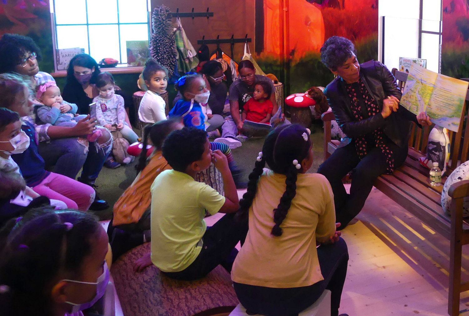 Sonia Manzano reads her book to children on opening day at the Bronx Children's Museum Dec. 3.