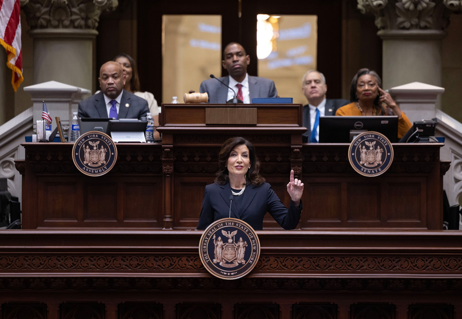 Gov. Kathy Hochul delivers her 2023 State of the State address in the Assembly Chamber at the State Capitol last week.