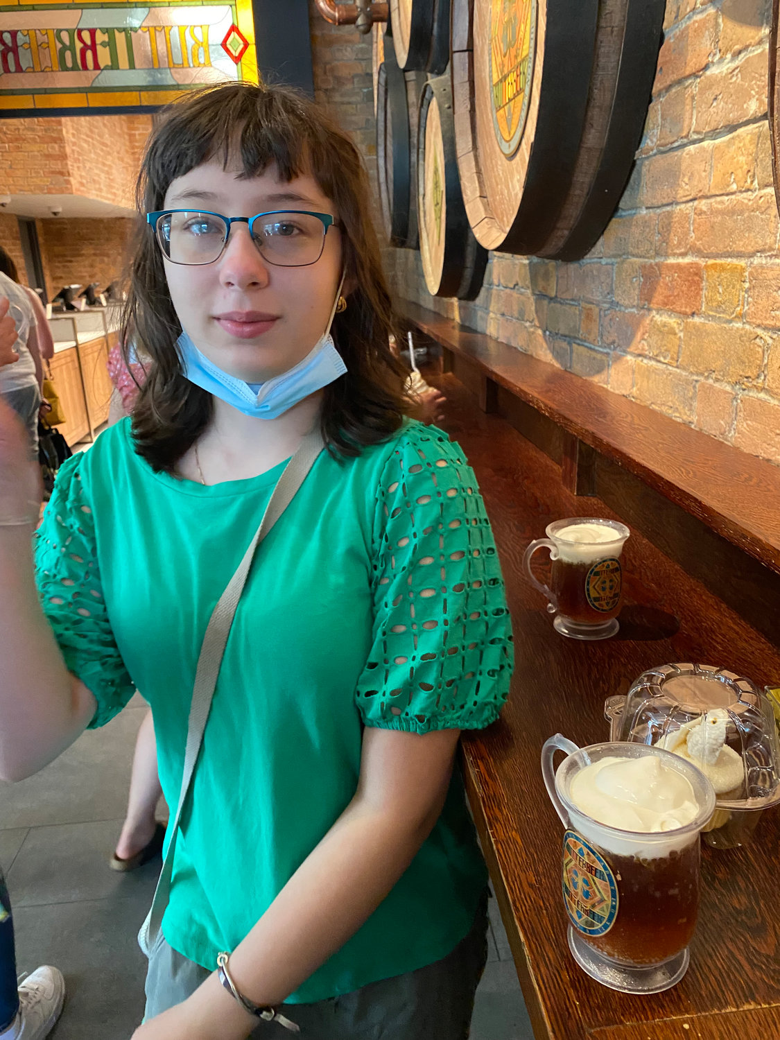 Anna Tikhomirova next to the Butterbeer at the new Harry Potter store in Manhattan.