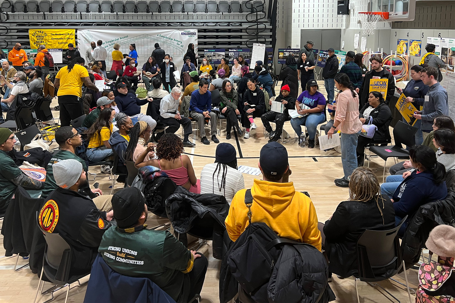 Participants in the public visioning workshop on the future of the Kingsbridge Armory broke into facilitated discussion groups Saturday afternoon, Jan. 21.