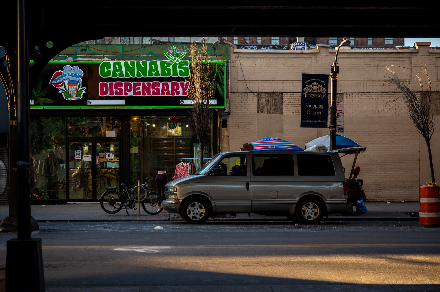 Pure Leaf Cannabis Dispensary storefront under the West 231st Street 1 train station in Kingsbridge on Feb. 1.