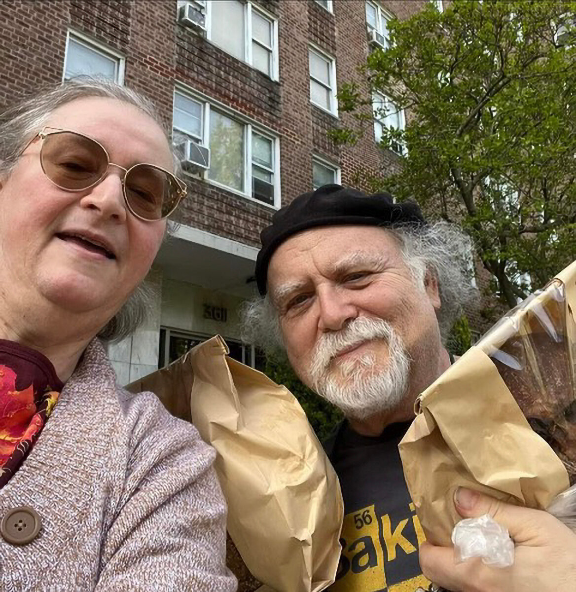 The Bread Baker of Riverdale Arnie Adler takes a selfie with Elayne Riggs, below, at the Riverdale Restaurant Week, which was held April 15-22. He was one of the many volunteers and 33 restaurant owners who took part. Throughout the week, there were artists and music doing their thing, including a Mariachi band that walked from restaurant to restaurant. For the Friendly Fridge BX, DineOut Riverdale made 231 sandwiches, rice and beans meals and donated fresh produce, water bottles and juice and more than 300 Ramen packages. In addition, the organization will write a check for $515 to the Friendly Fridge. Sponsors included Artizen, Tierneys, Emilianos, Just One Pop Away, Addeo's, Lea Torres cookies, PrayEatBakeLove, Arnie Adler, Godwin Terrace Coffee and Tex Mex and KRVC.