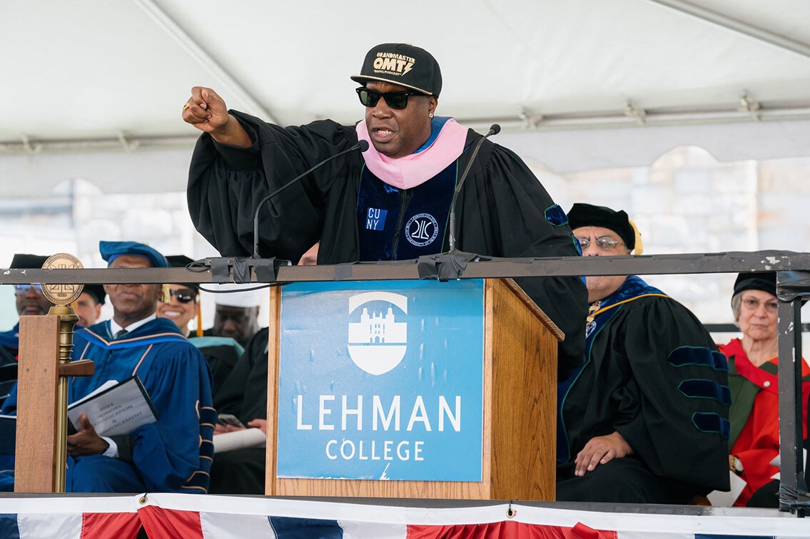 Joseph Saddler, AKA Grandmaster Flash, was Lehman College’s 55th commencement keynote speaker. Saddler was awarded an honorary doctorate of music for his contribution to the development of hip-hop.