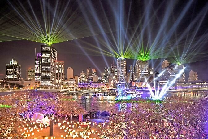 Lasers, like the ones used here during a celebration of light, are an example of an application of random numbers.