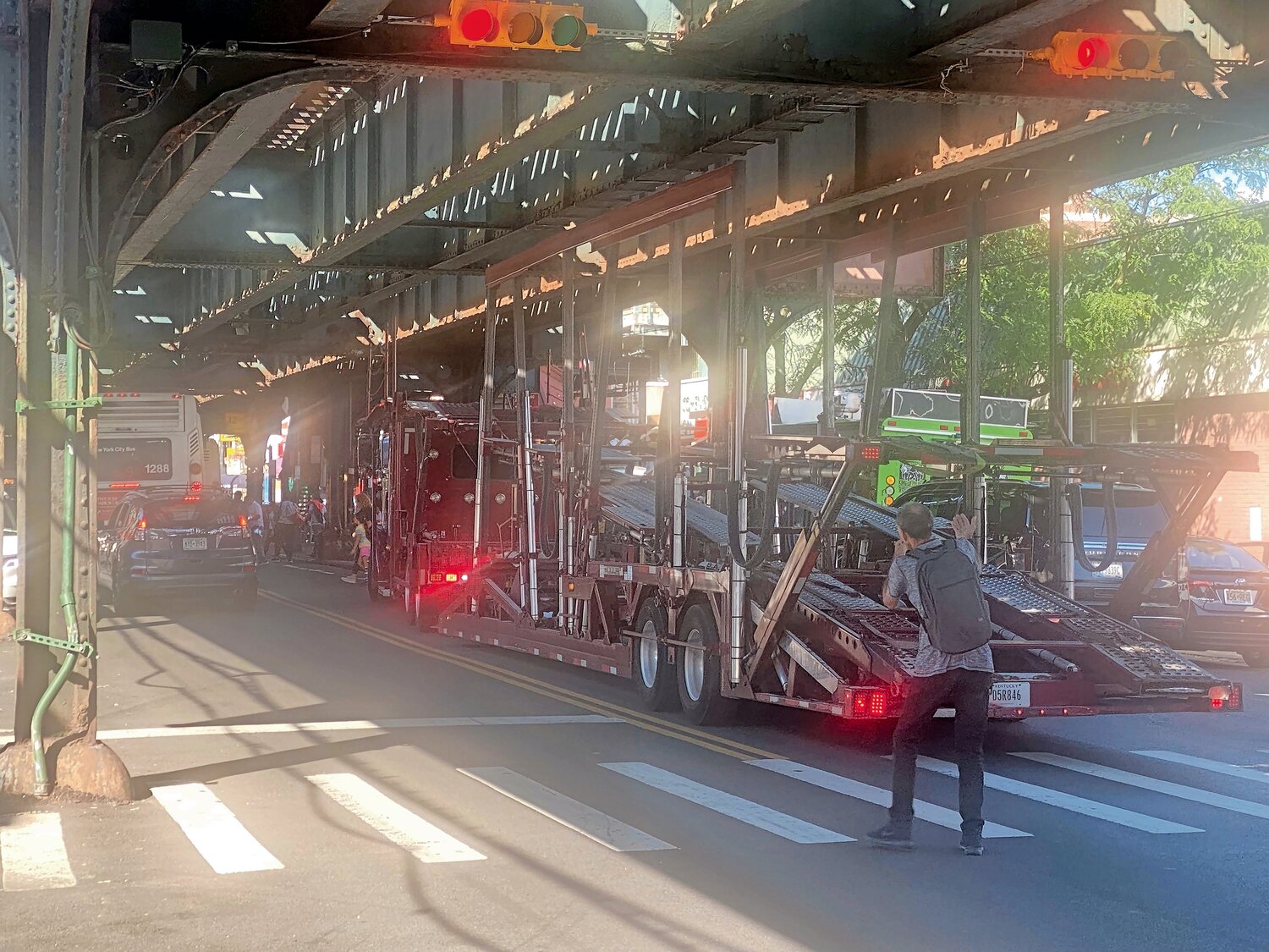 Yet another truck got stuck under the elevated subway tracks on Broadway in Kingsbridge last week.